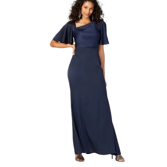 Prom Fluted Vince Camuto | Dresses | Vince Camuto Satin Navy Fluted Gown Formal ...
